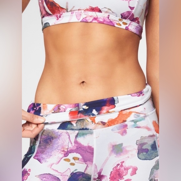 Athleta Mudra Multicolor Watercolor Floral Bra and Leggings Set Size S/M - Picture 7 of 13